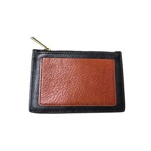 Fossil Black and Brown Leather Card & Key Holder